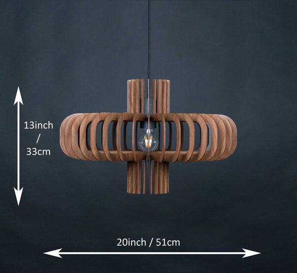 Saturn wooden pendant light in walnut – Scandinavian and mid-century design – photo 2