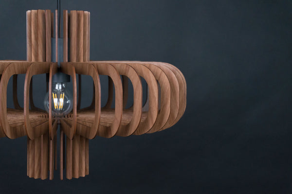 Saturn wooden pendant light in walnut – Scandinavian and mid-century design – photo 5