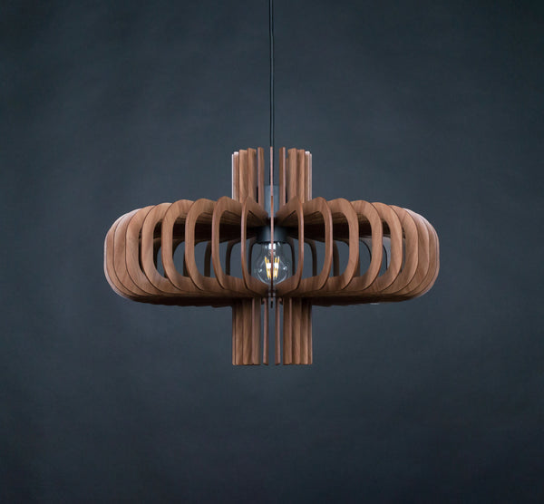 Saturn wooden pendant light in walnut – Scandinavian and mid-century design – photo 3