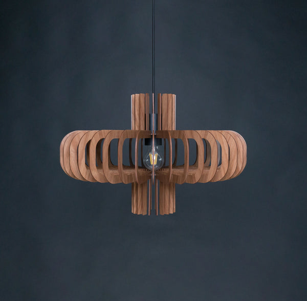 Saturn wooden pendant light in walnut – mid-century design for the dining room – photo 5