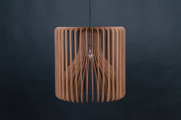 Barrel wooden pendant light in walnut – Scandinavian design