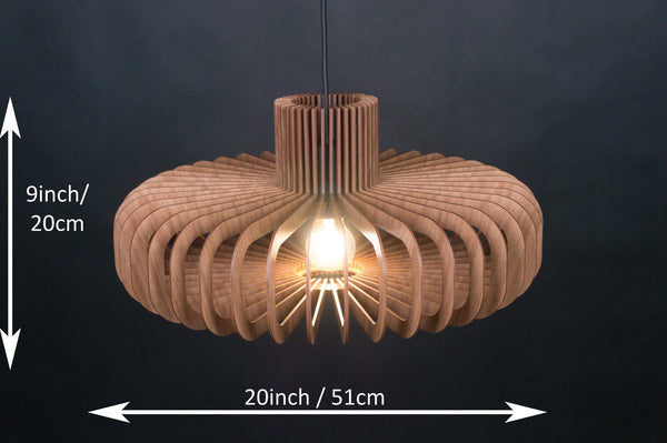 Disc wooden pendant light in walnut – Scandinavian and mid-century design – photo 2