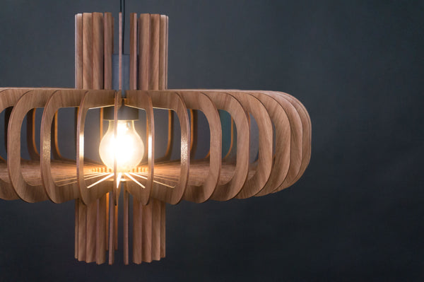 Saturn wooden pendant light in walnut – Scandinavian and mid-century design – photo 7