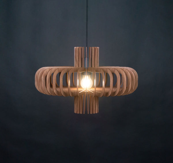 Saturn wooden pendant light in walnut – Scandinavian and mid-century design – photo 8