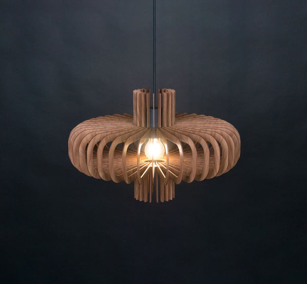Saturn wooden pendant light in walnut – Scandinavian and mid-century design – photo 6