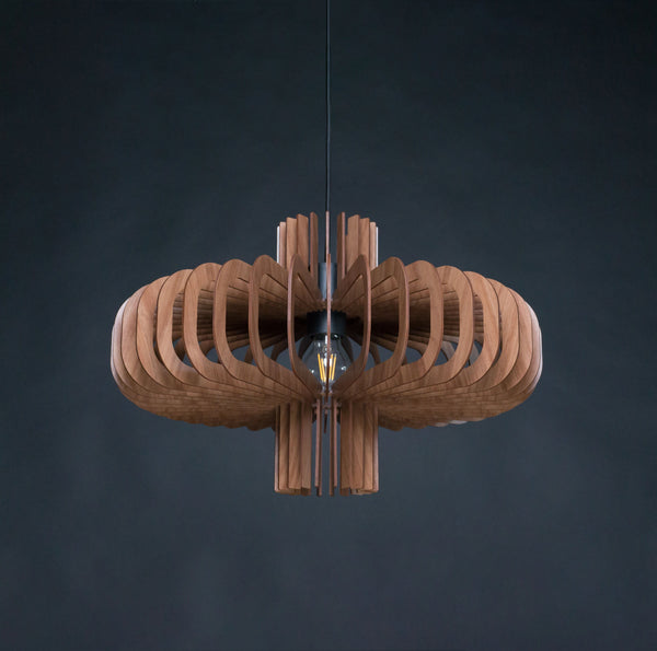 Saturn wooden pendant light in walnut – Scandinavian and mid-century design – photo 4
