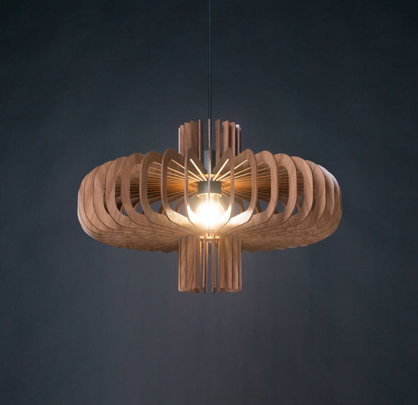 Saturn wooden pendant light in walnut – Scandinavian and mid-century design – photo 9