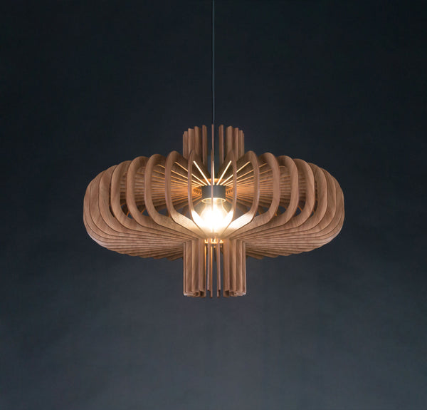 Saturn wooden pendant light in walnut – mid-century design for the dining room – photo 3