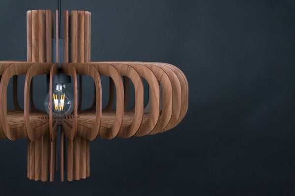 Saturn wooden pendant light in walnut – mid-century design for the dining room – photo 8