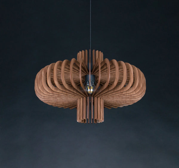 Saturn wooden pendant light in walnut – mid-century design for the dining room – photo 6