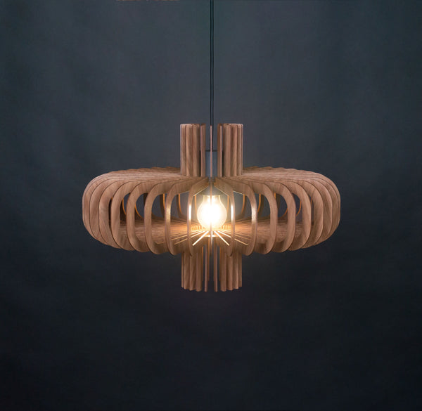 Saturn wooden pendant light in walnut – mid-century design for the dining room