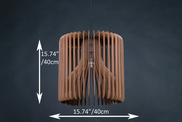 Barrel wooden pendant light in walnut – Scandinavian design – photo 2