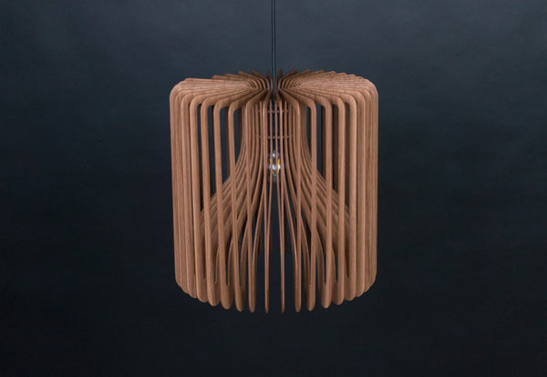 Barrel wooden pendant light in walnut – Scandinavian design – photo 5