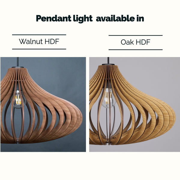 Teardrop wooden pendant light – Scandinavian design for the kitchen – photo 2