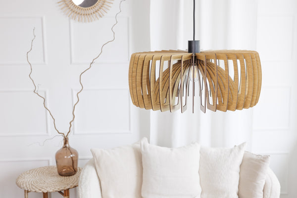 Twist wooden pendant light – geometric and mid-century design for the dining room – photo 3