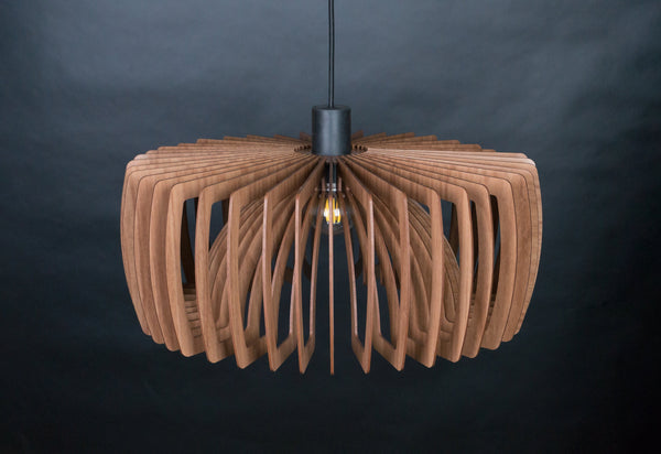 Twist wooden pendant light – geometric and industrial design for the dining room – photo 9