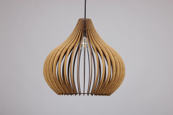 Bell wooden pendant light in oak – Scandinavian design for the dining room