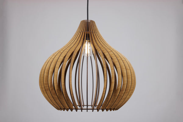 Bell wooden pendant light in oak or walnut – Scandinavian design for the dining room – photo 3