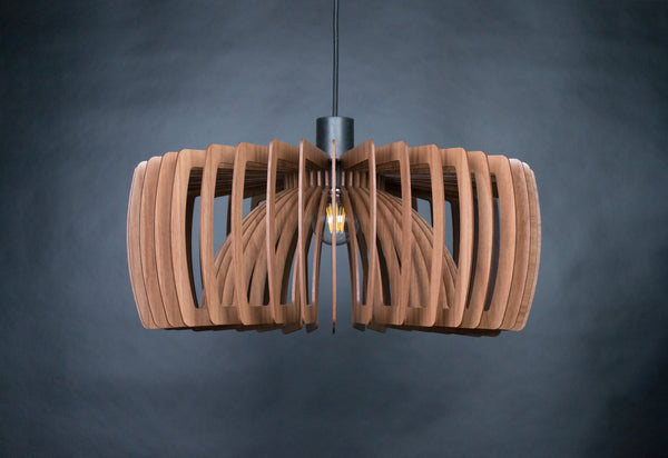 Twist wooden pendant light – geometric and rustic design for the dining room
