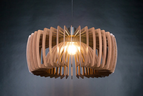 Twist wooden pendant light – mid-century and industrial design