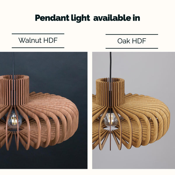 Disc wooden pendant light in walnut – Scandinavian and mid-century design – photo 4