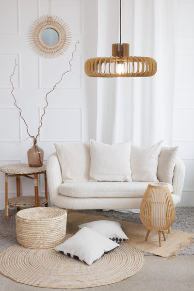 Disc wooden pendant light in walnut – Scandinavian and mid-century design – photo 5