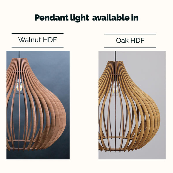 Bell wooden pendant light in oak or walnut – Scandinavian design for the dining room – photo 2