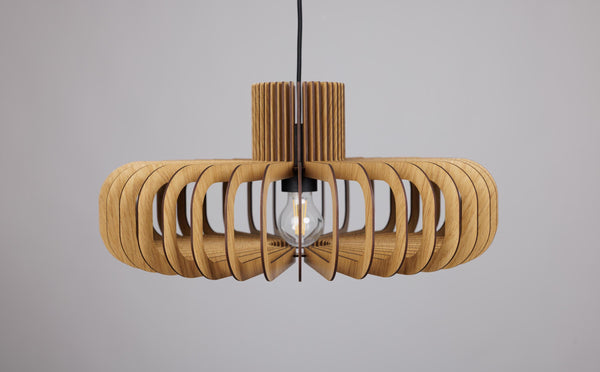 Disc wooden pendant light in walnut – Scandinavian and mid-century design – photo 6