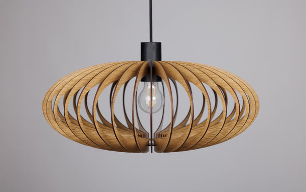Ellipse wooden pendant light – mid-century design for the dining room – photo 7