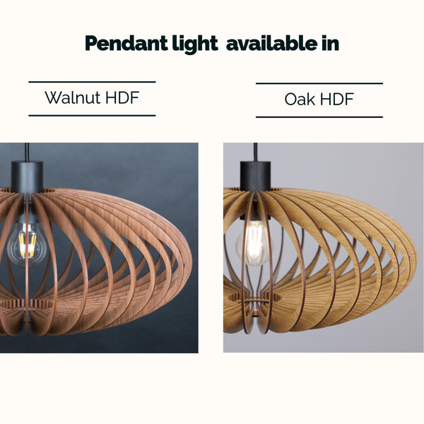 Ellipse wooden pendant light – geometric and industrial design for the dining room – photo 2