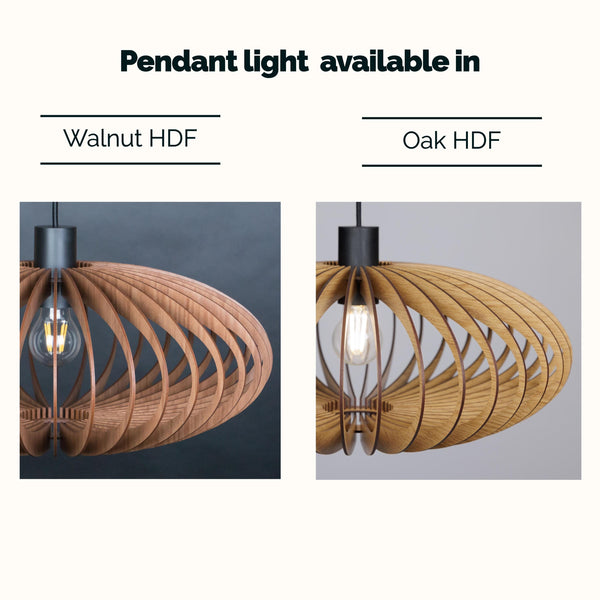 Ellipse wooden pendant light – mid-century design for the dining room – photo 2