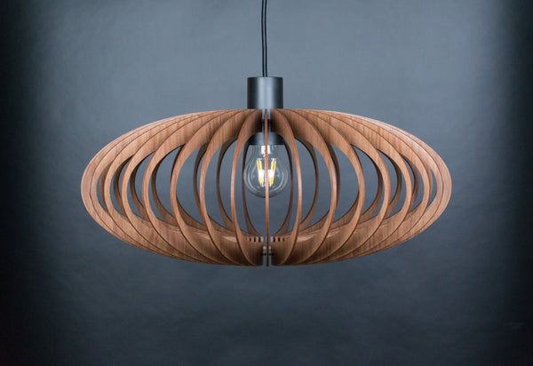 Ellipse wooden pendant light – mid-century design – photo 2