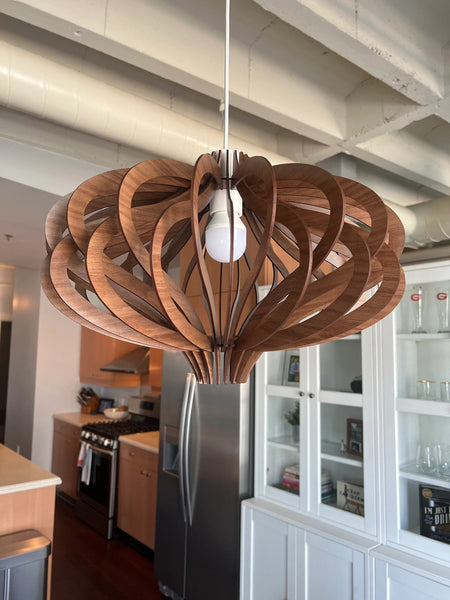Wood Chandelier, Modern Kitchen Island Hanging Fixture by MastercraftShop