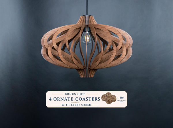 Medusa wooden pendant light – geometric and Scandinavian design for a kitchen island