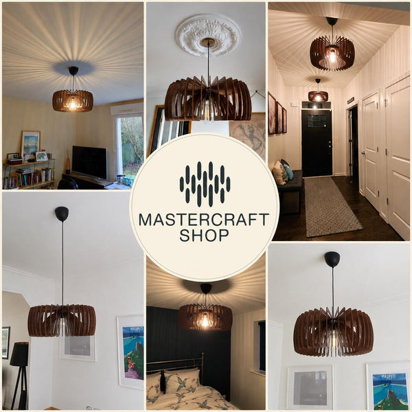 Twist wooden pendant light – geometric and industrial design for the dining room – photo 6