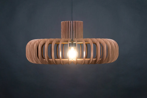 Walnut HDF Wood Pendant Light, Modern Scandinavian Fixture by MastercraftShop