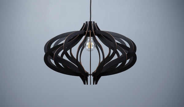 Medusa 02 black wooden pendant light – geometric kitchen island light – photo 2