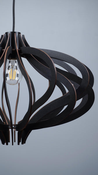 Medusa 02 black wooden pendant light – geometric kitchen island light – photo 4