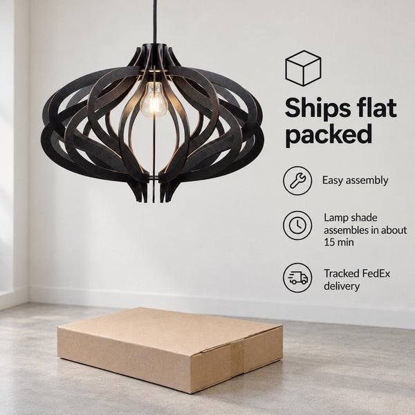 Medusa 02 black wooden pendant light – geometric kitchen island light – photo 9