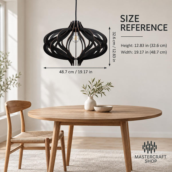 Medusa 02 black wooden pendant light – geometric kitchen island light – photo 8